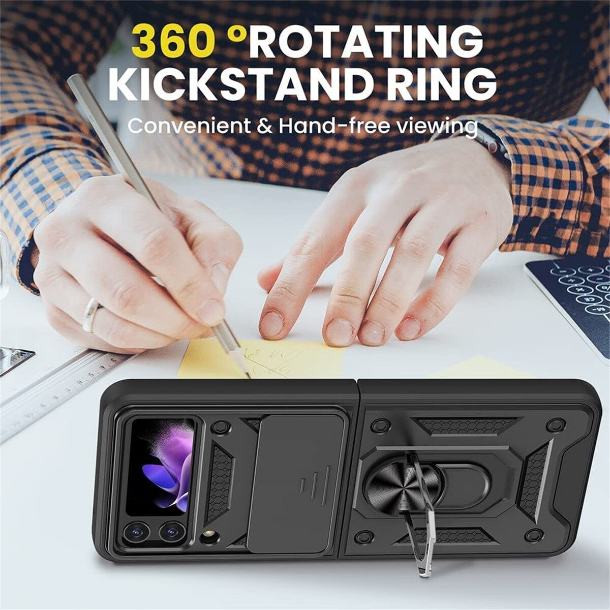 Shockproof Case For Samsung Galaxy Z Flip6 Flip5 4 Case Shockproof Stand Slide Camera Ring Cover