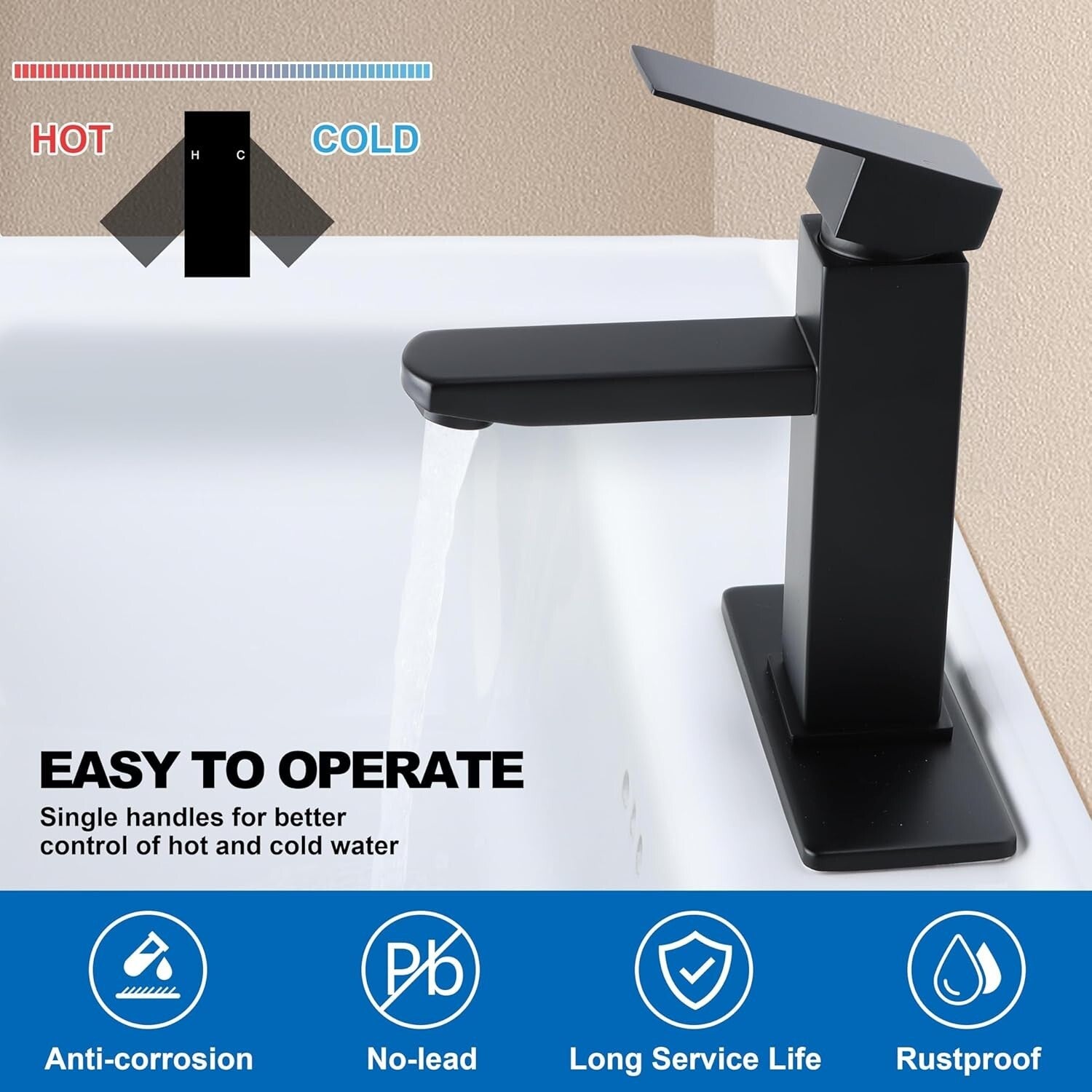 Bathroom Faucet with Drain & Hooks, Brushed Nickel Bathroom Faucets for Sink 1 O