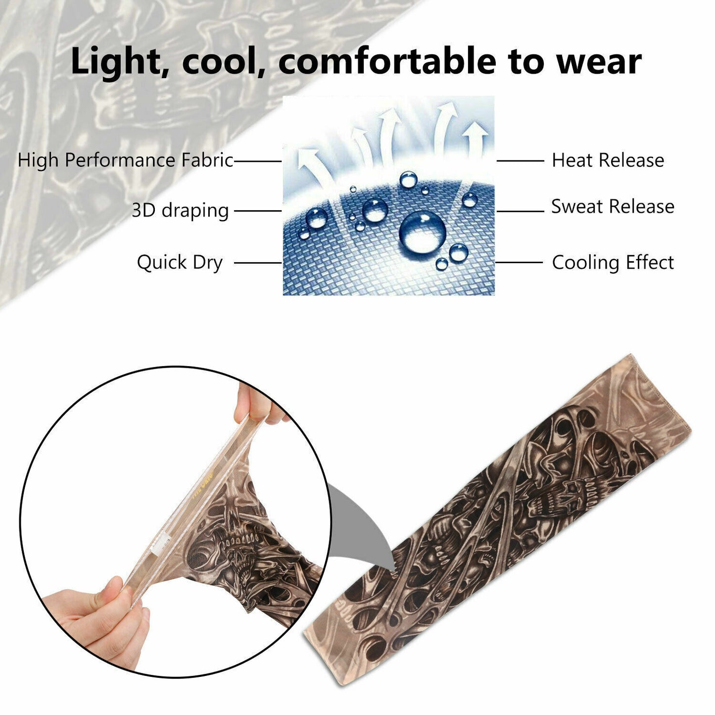 10PCS Tattoo Cooling Arm Sleeves Cover Outdoor Sport Summer UV Sun Protection