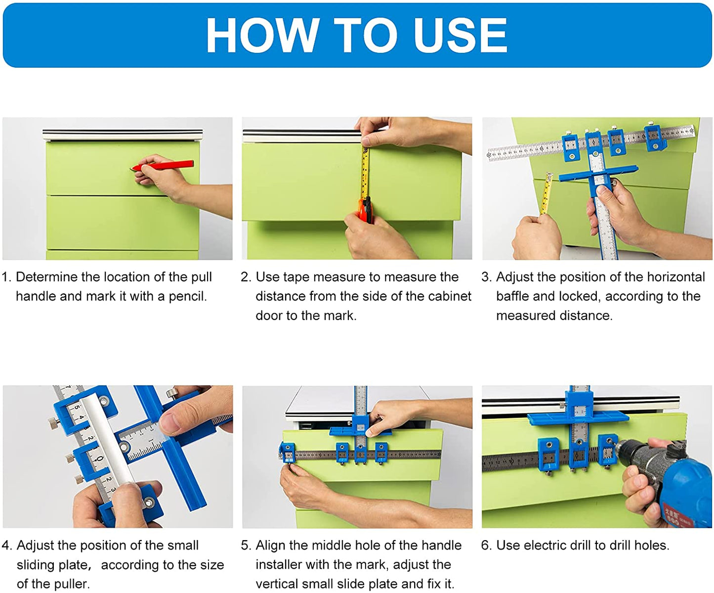 Cabinet Hardware Jig Guide for Installation of Handles Knobs on Doors and Drawer, Cabinet Template Tool for Handles and Pulls