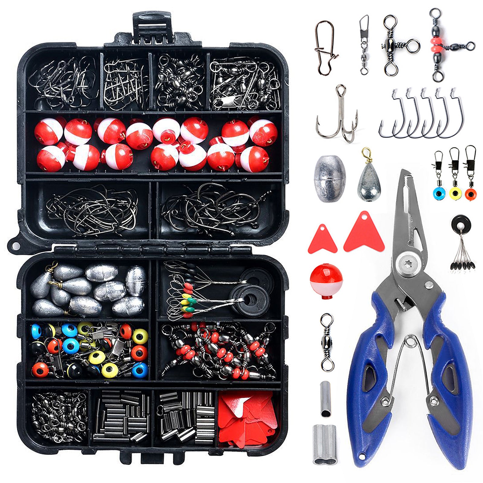 263Pcs Fishing Accessories Kit with Fishing Tackle Box Fishing Equipment