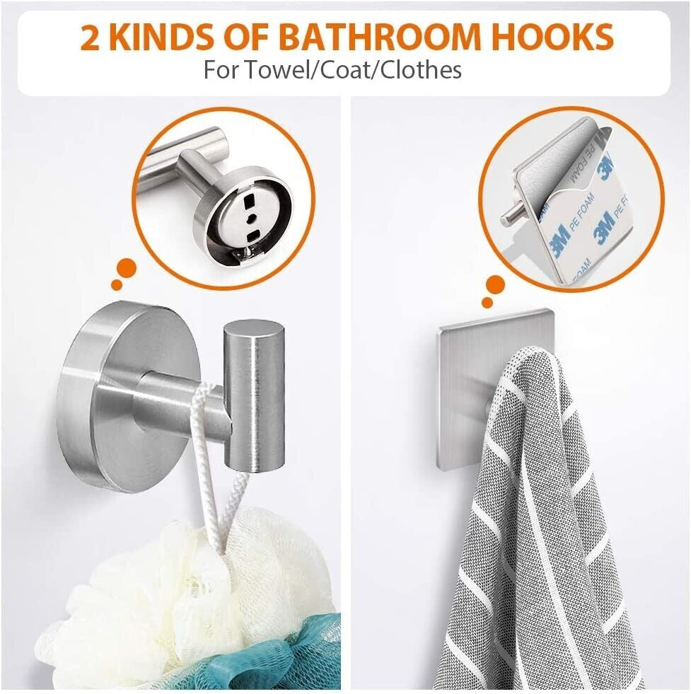 6 PCS Bathroom Hardware Set Matte Towel Bar Stainless Steel Towel Rack Set