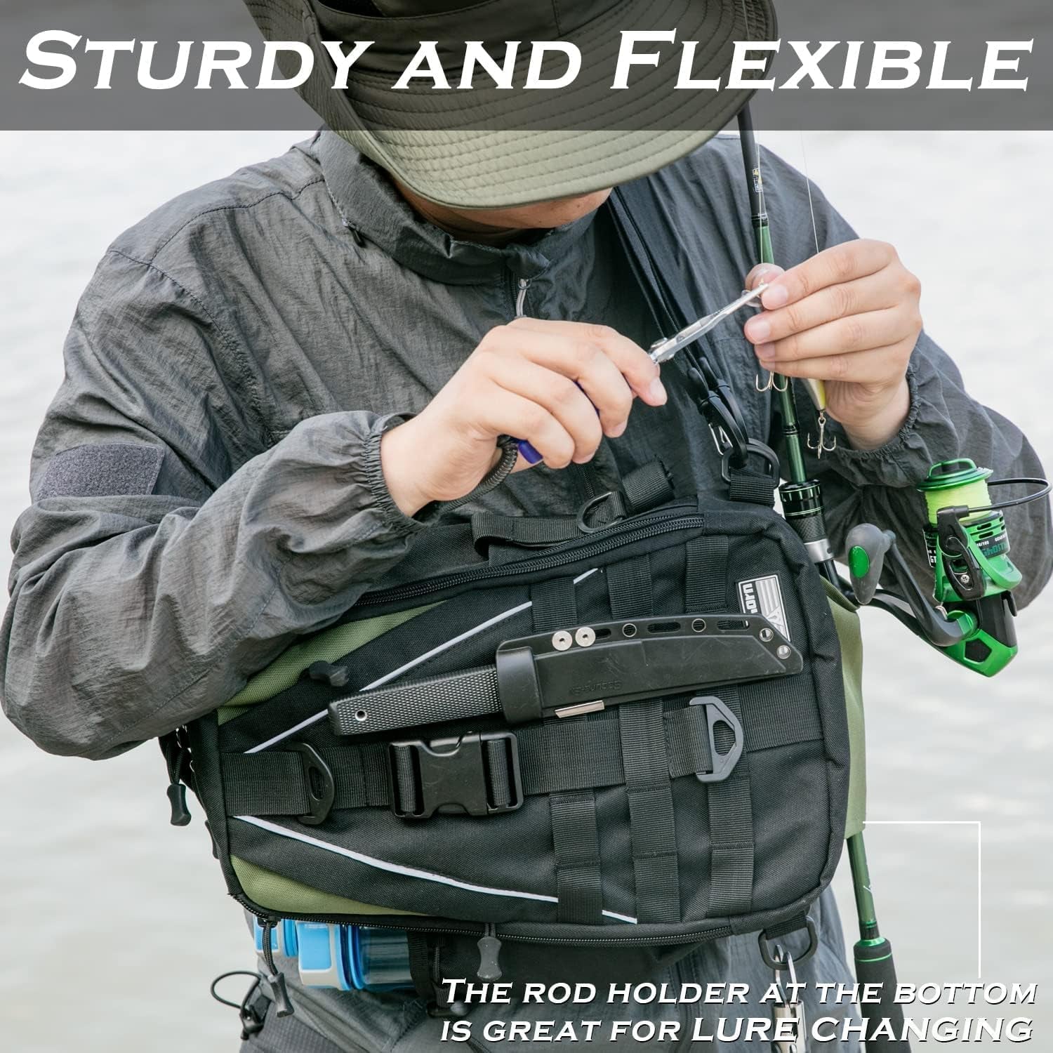 Fishing Backpack Tackle Sling Bag  with Rod Holder Tackle Box Fly Fishing Gifts for Men Women