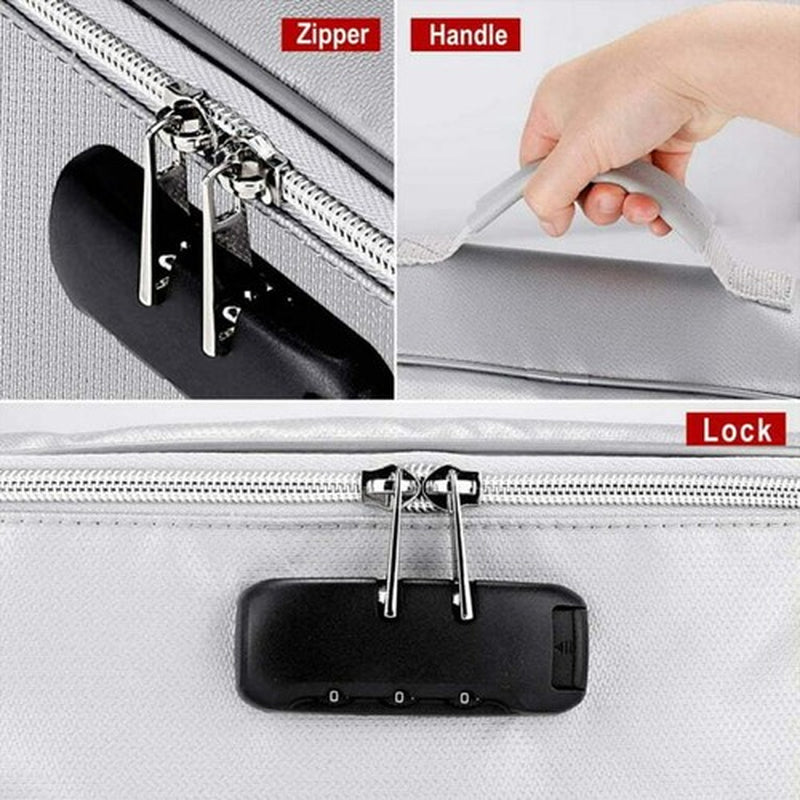 2000℉ Large Fireproof Document Box with Lock File Storage Waterproof Safe Bag