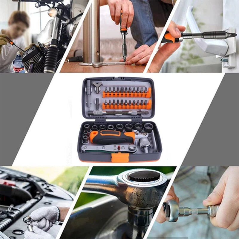 38Pcs Mini Mechanics Tool Set Socket Ratchet Screwdriver Wrench Repair Tool Kit