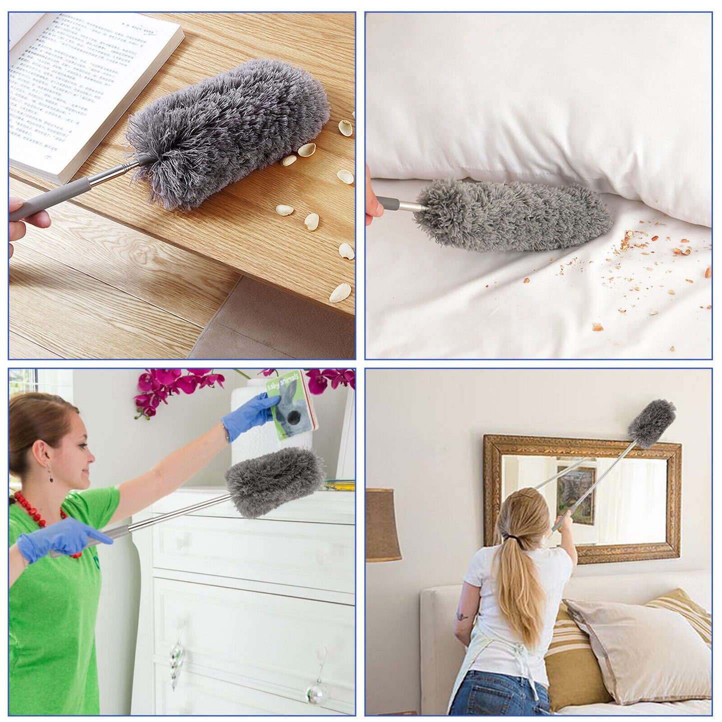 Microfiber Dusting Duster Soft Feather Brush Household Extendable Cleaning Tool