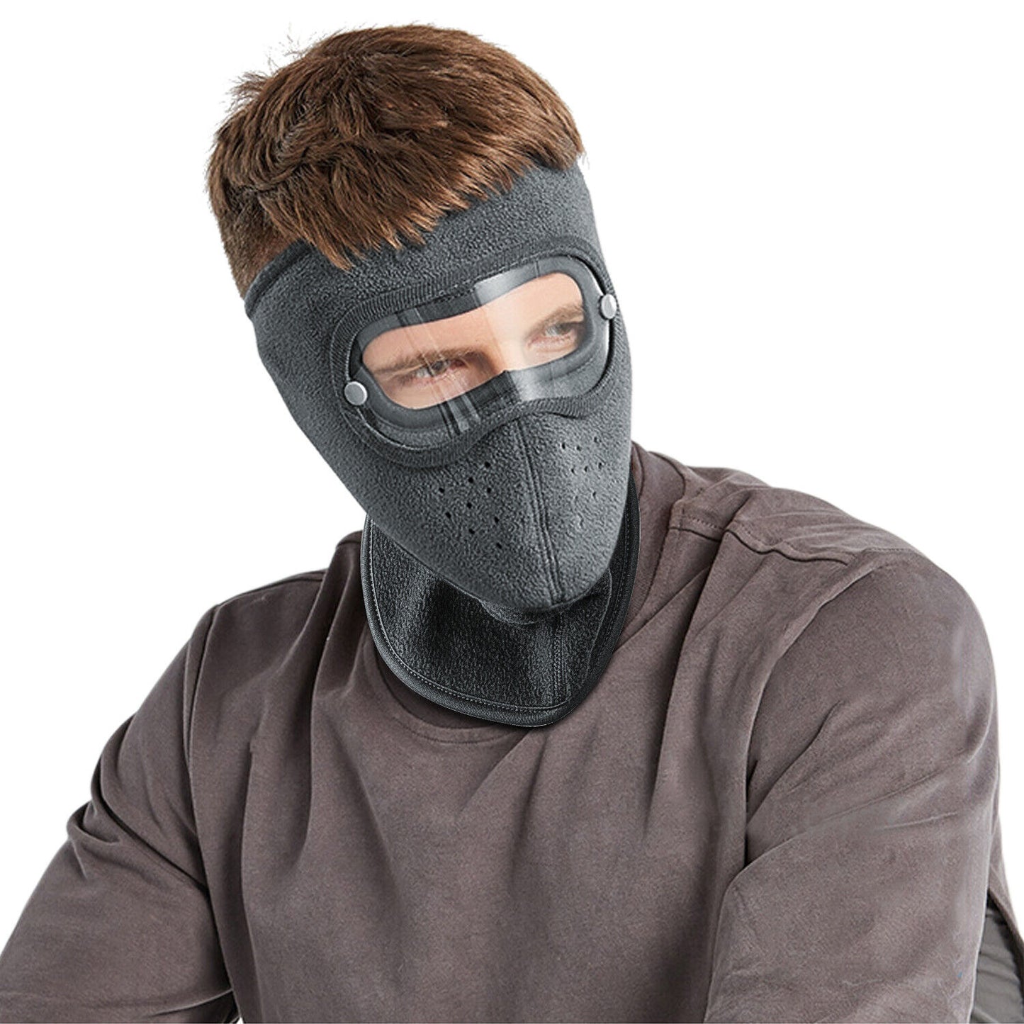 Fleece Warm Winter Balaclava Face Mask with Anti-Fog Goggles Windproof Skull Cap