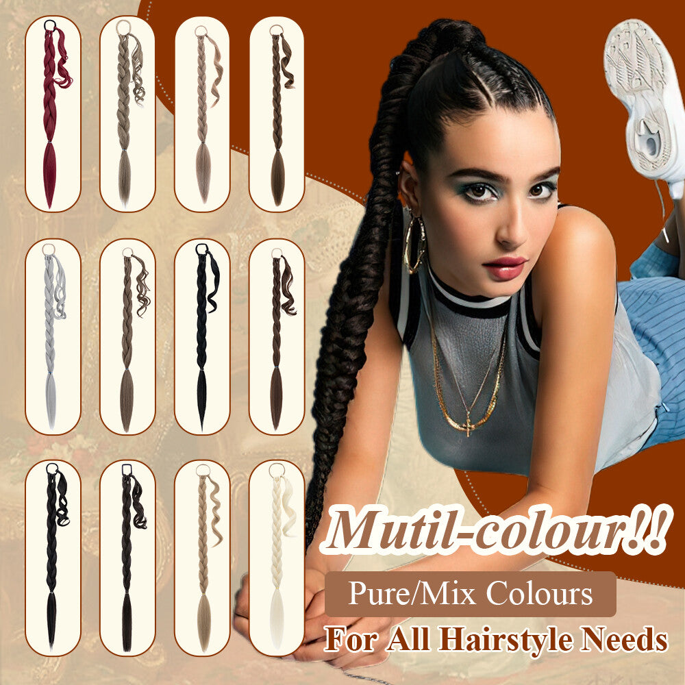 Natural as Human Braids Ponytail Wrap Bubble Thick Braiding Hair Extensions 34In