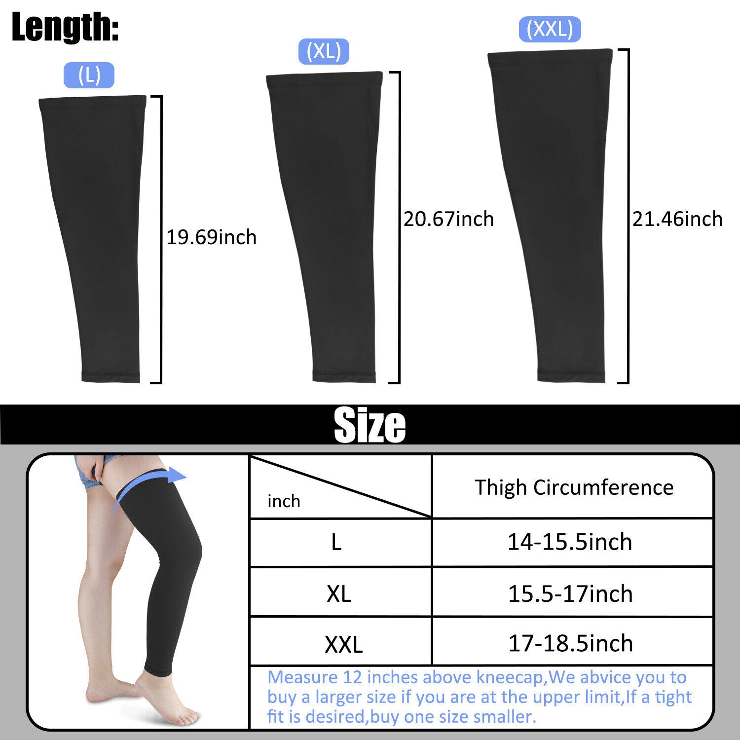Leg Brace Knee Thigh High Compression Sleeve Socks Stockings 