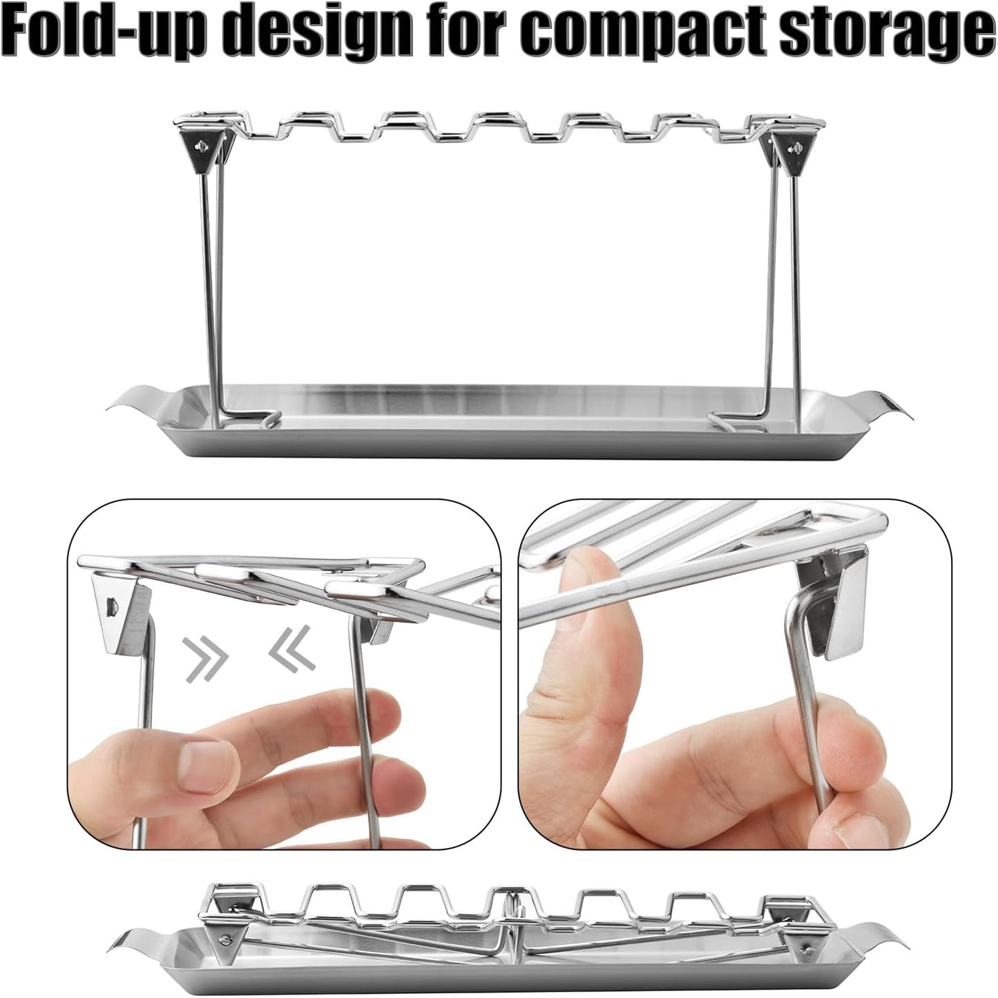 Chicken Leg Rack for Grill with Drip Tray 12 Slots Chicken Wing Rack Chicken Drumstick Holder for Grill Accessories