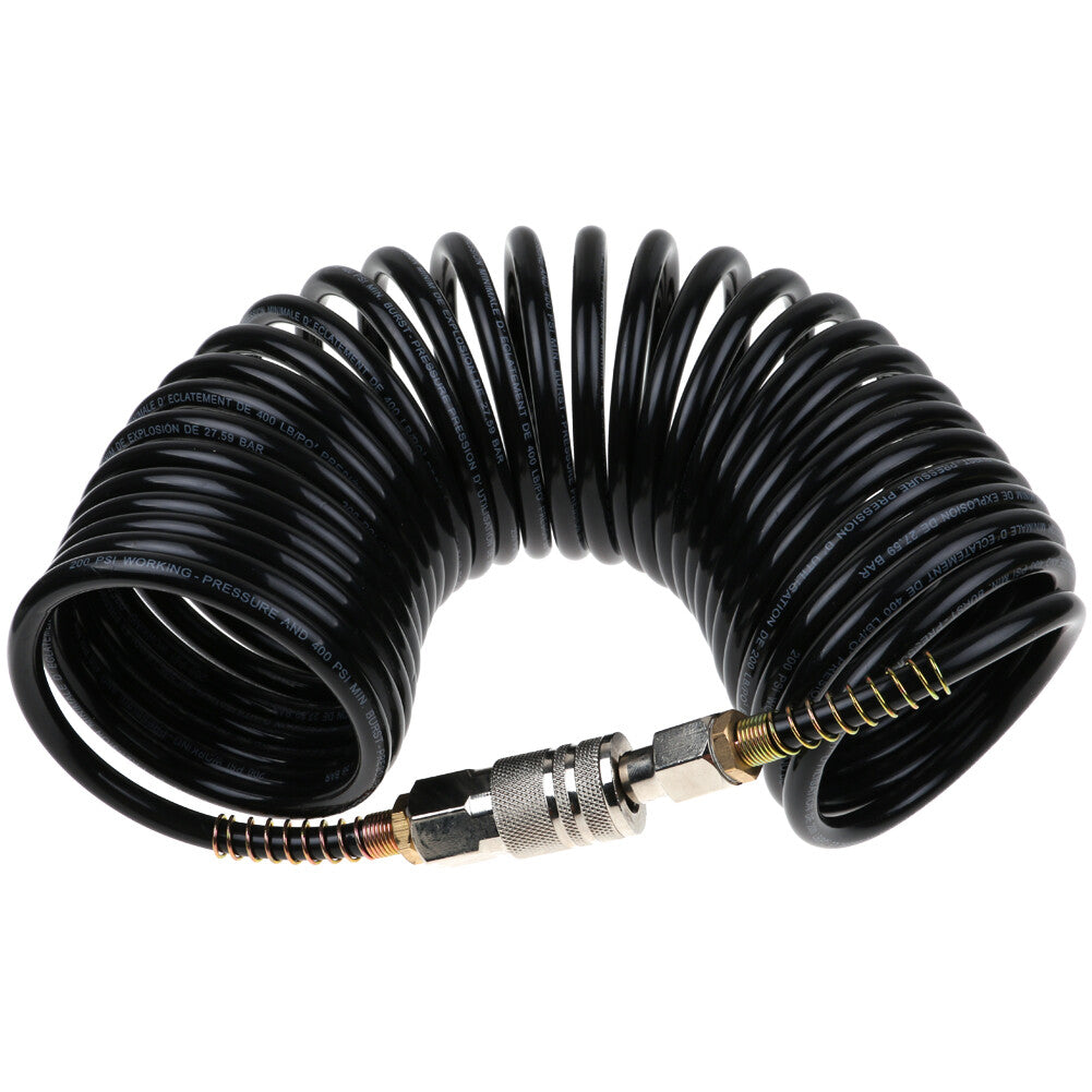 25FT Air Compressor Hose with 1/4'' NPT Fitting – Heavy-Duty Rubber for Roofing & Carpentry