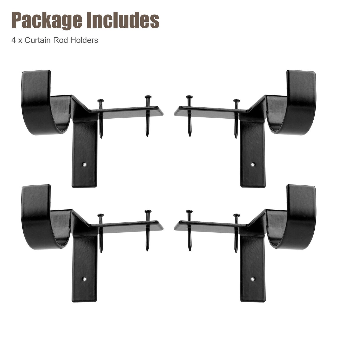4Pcs Curtain Pole Brackets No Drill Curtains Rod Holder into Wooden Window Frame