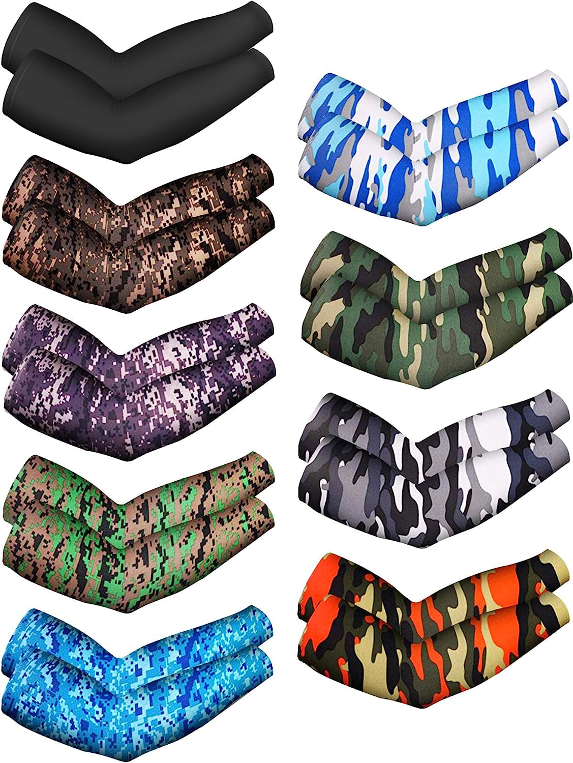 9 Pairs Unisex Arm Cooling Sleeves Ice Silk Arm Sleeves Arm Cover Sleeves UV Protection for Men Women