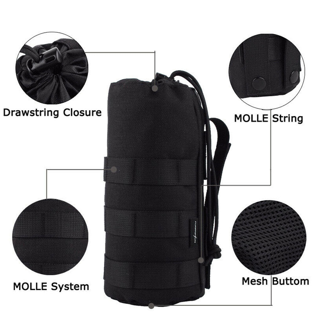 Molle Tactical Water Bottle Bag Pouch Kettle Holder Carrier Camping Hiking Bag