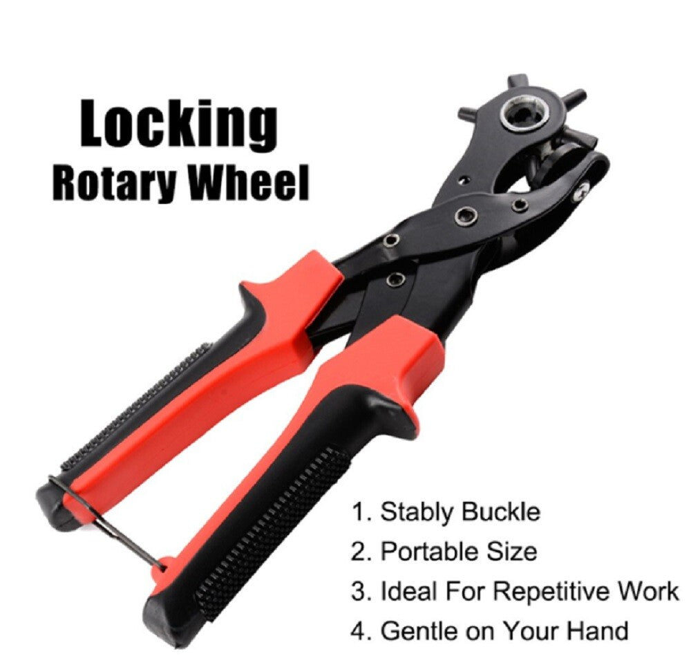 10″ Heavy-Duty Leather Hole Punch Pliers – 6-Size Belt & Strap Punch Tool