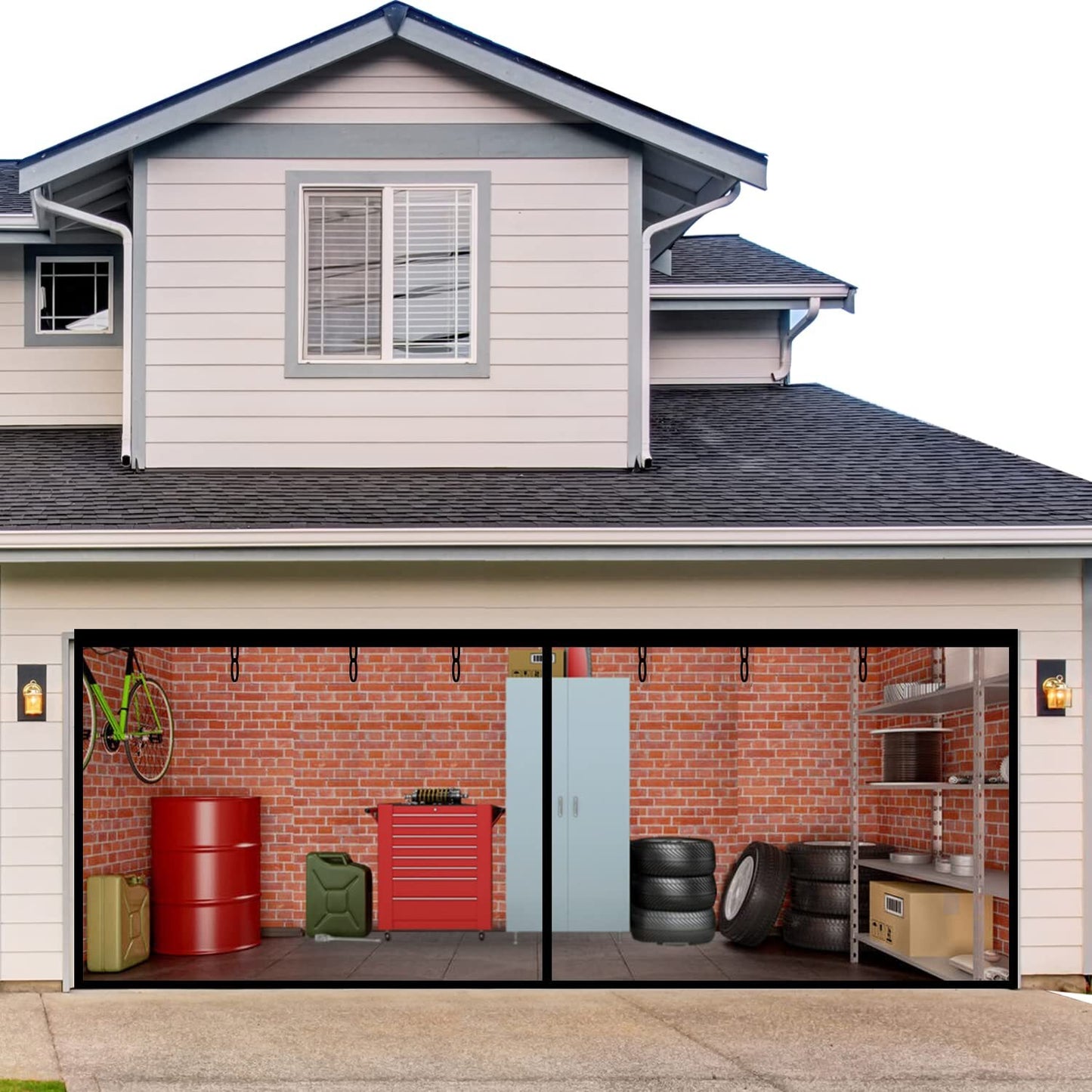 Magnetic Garage Door Screen for Car Fiberglass Mosquito Insects Mesh Net 16X7Ft 