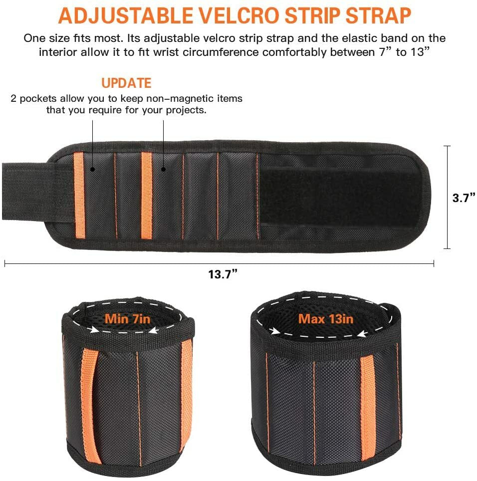 Magnetic Wristband Strong Magnets for Holding Wrench Screw Nail Bit DIY Handyman