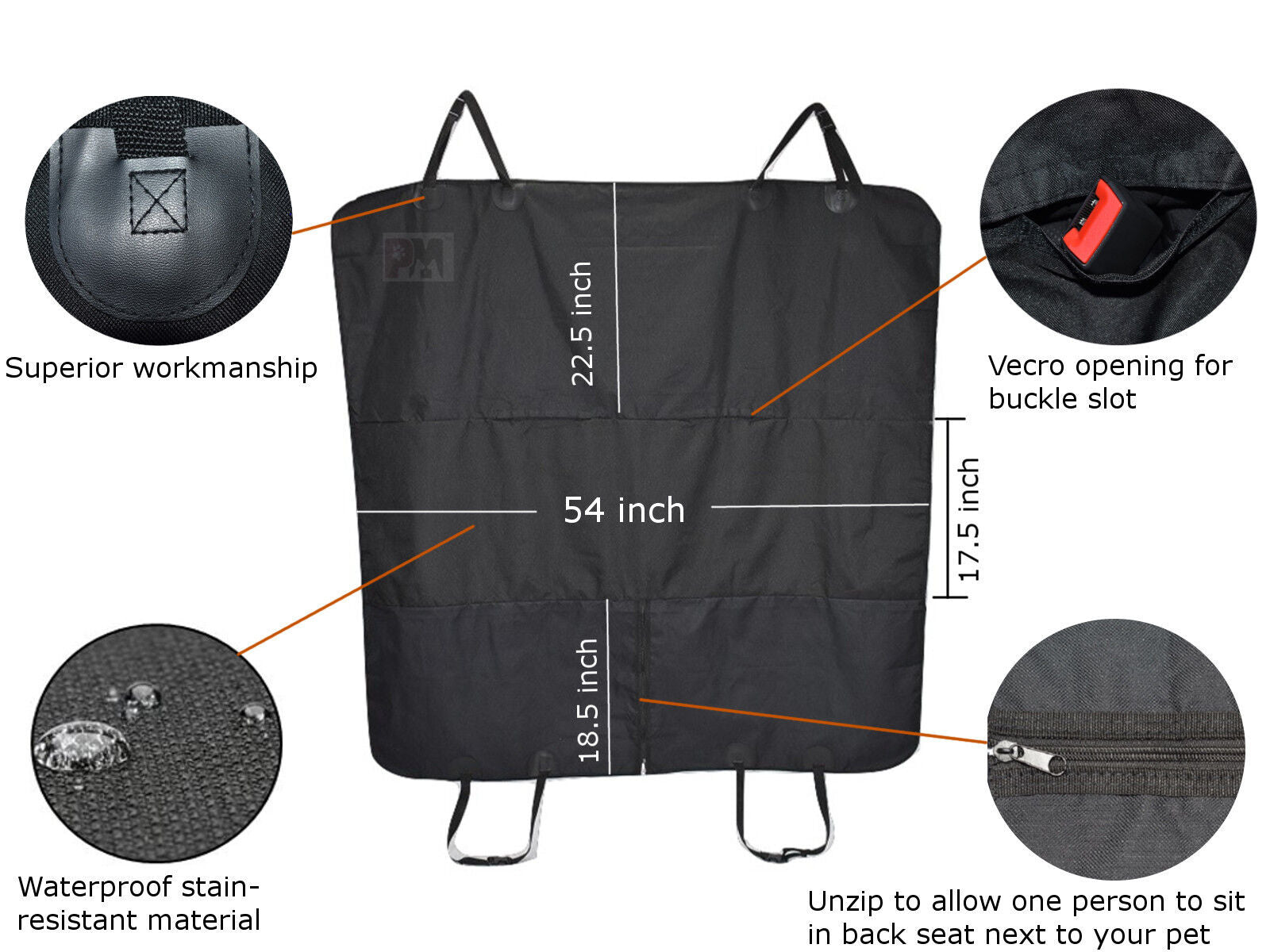Waterproof Dog Car Seat Cover Hammock – Back Seat Protector & Extender for Cars, SUVs & Trucks