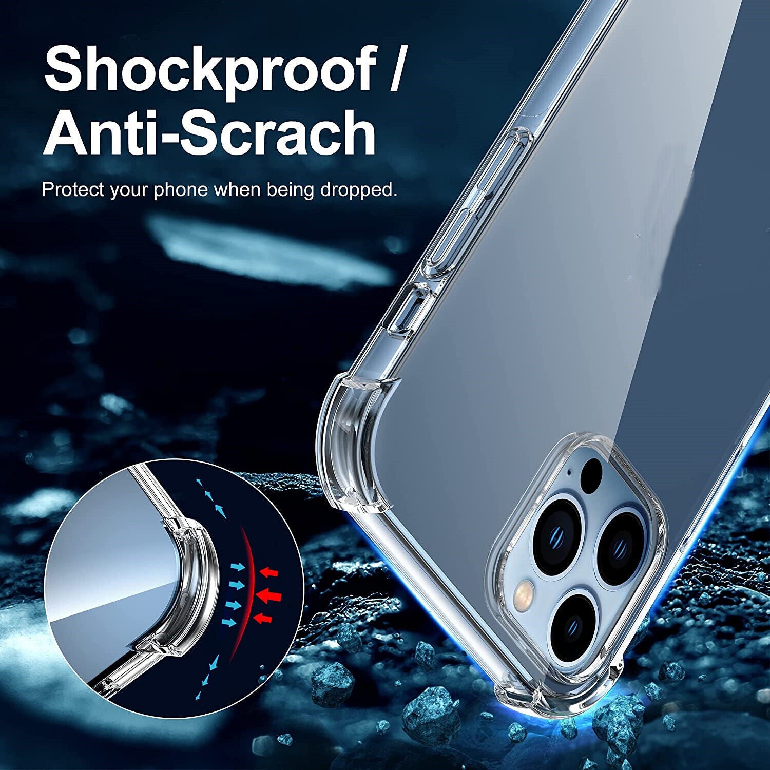 For Iphone 16 15  Pro Max Clear Shockproof Case +2*Screen +2*Lens Protector