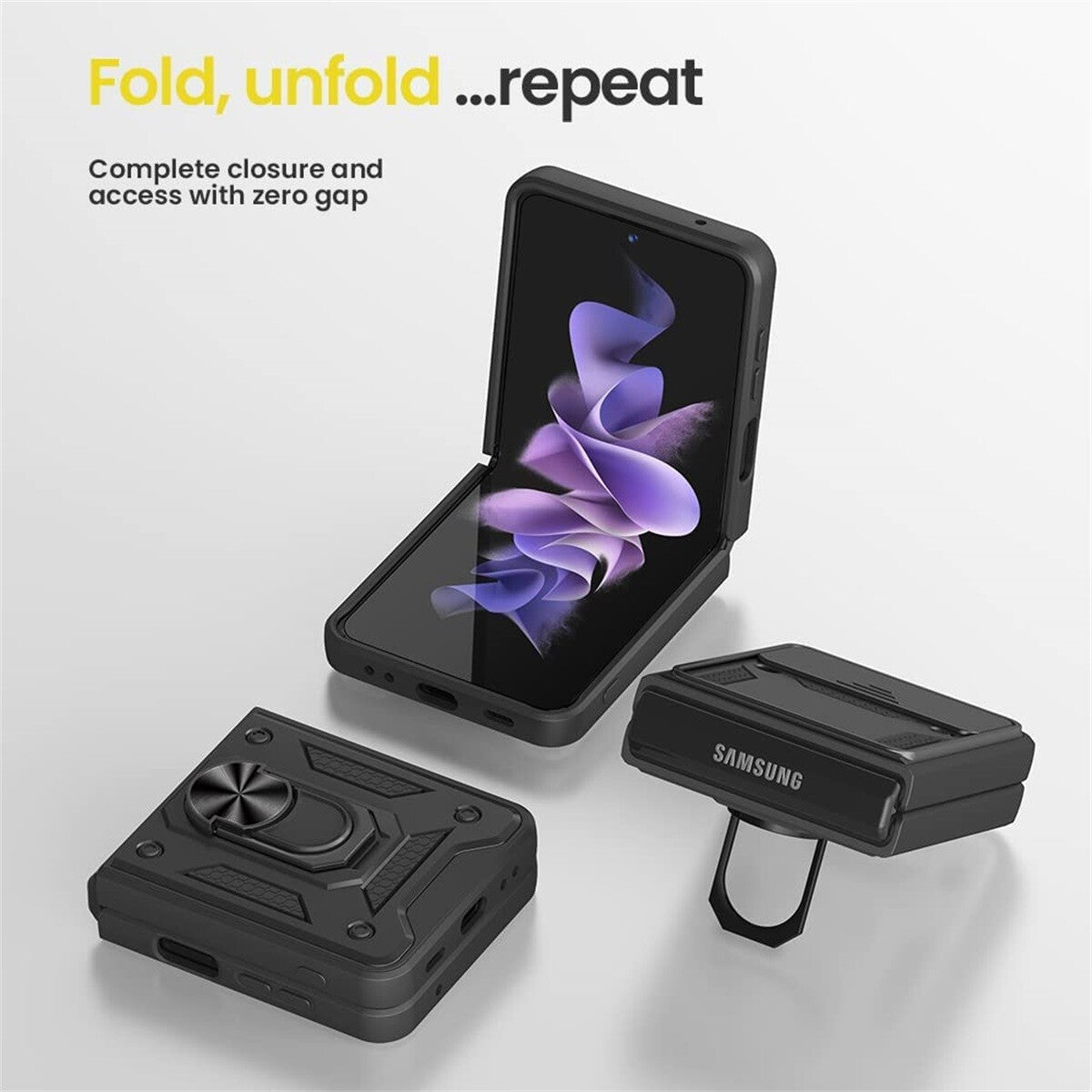 Shockproof Case For Samsung Galaxy Z Flip6 Flip5 4 Case Shockproof Stand Slide Camera Ring Cover