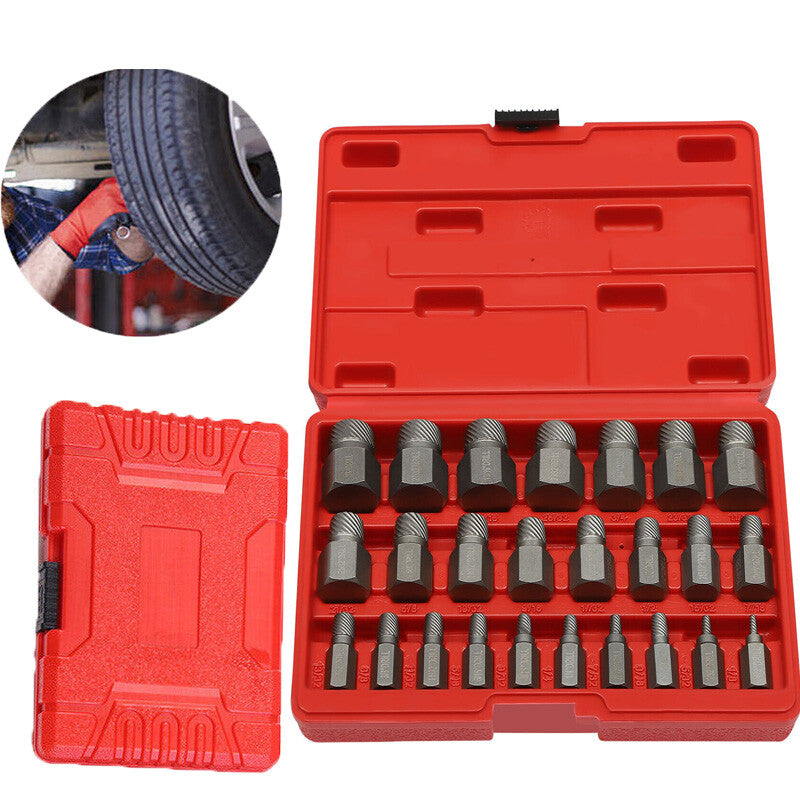 25PCS Multi-Spline Screw Extractor Set Hex Head Bit Socket Wrench Bolt Remover