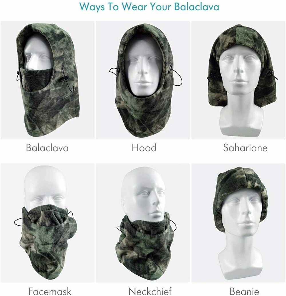 Camo Windproof Fleece Neck Warm Balaclava Ski Full Face Mask for Cold Weather