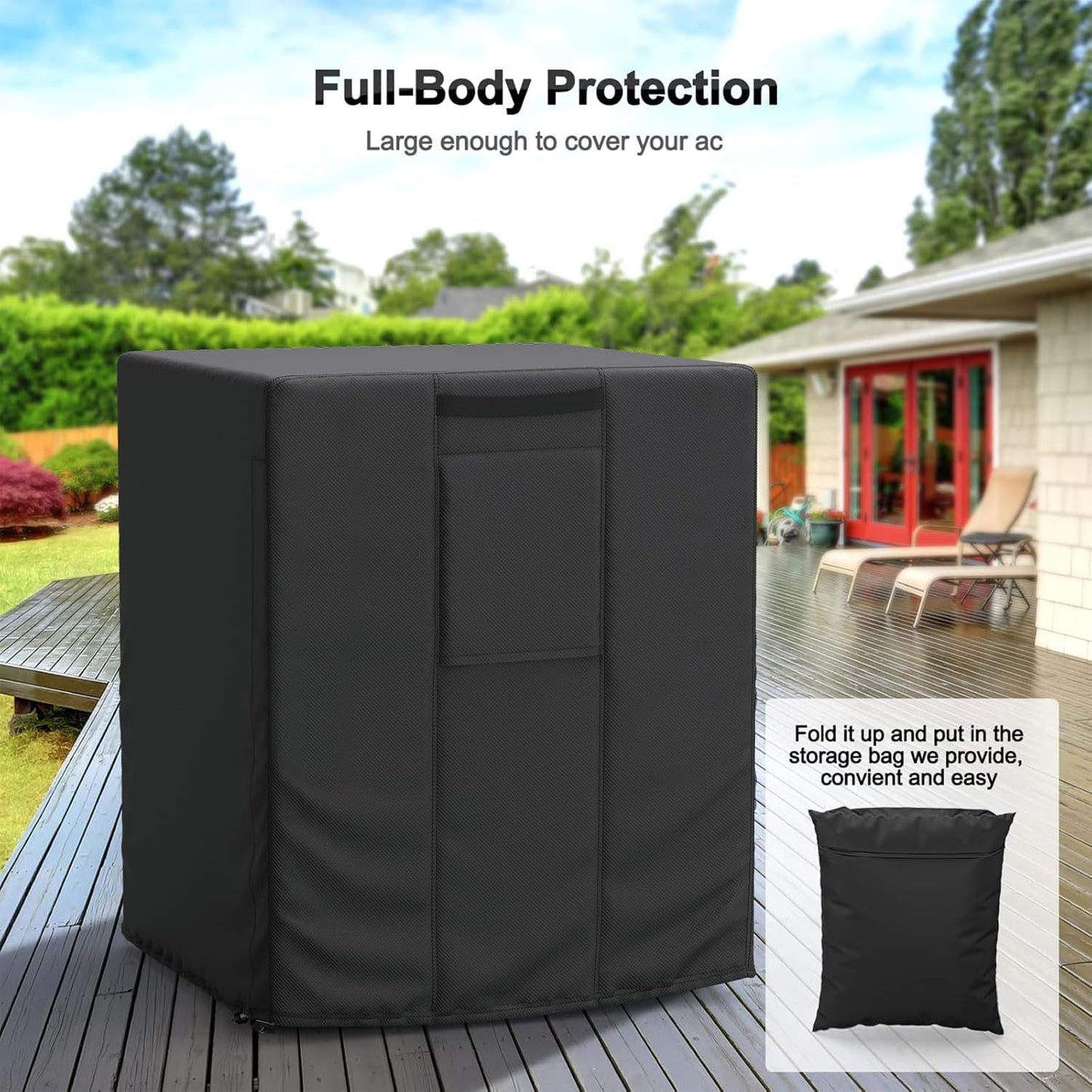 Heavy Duty AC Unit Cover for Outdoor Large Air Conditioner Cover for Outside Units Waterproof (24"X24"X30")