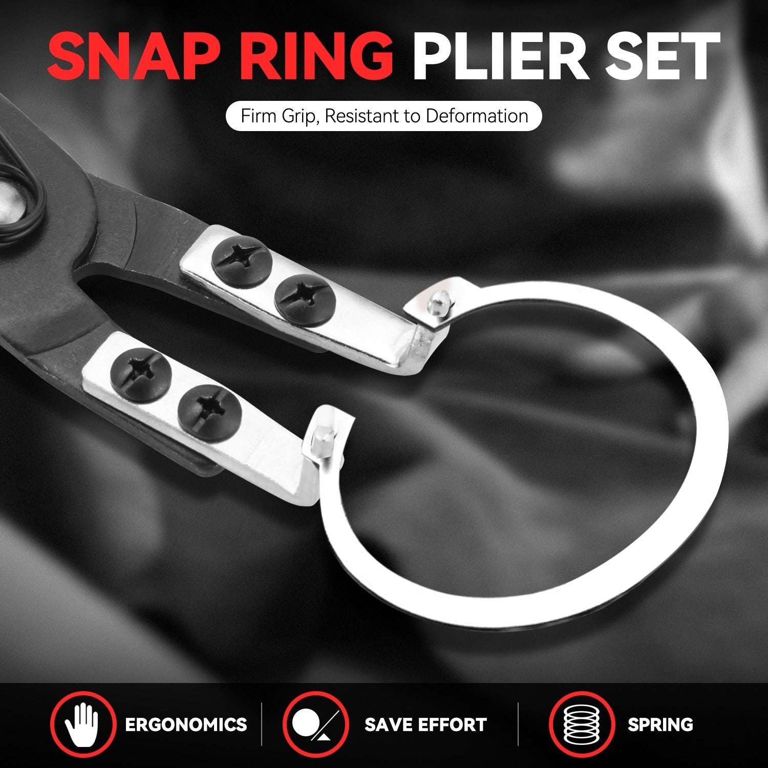 [2Pcs] 10" Circlip Plier Set Heavy Duty Internal External Snap Ring Pliers Kit