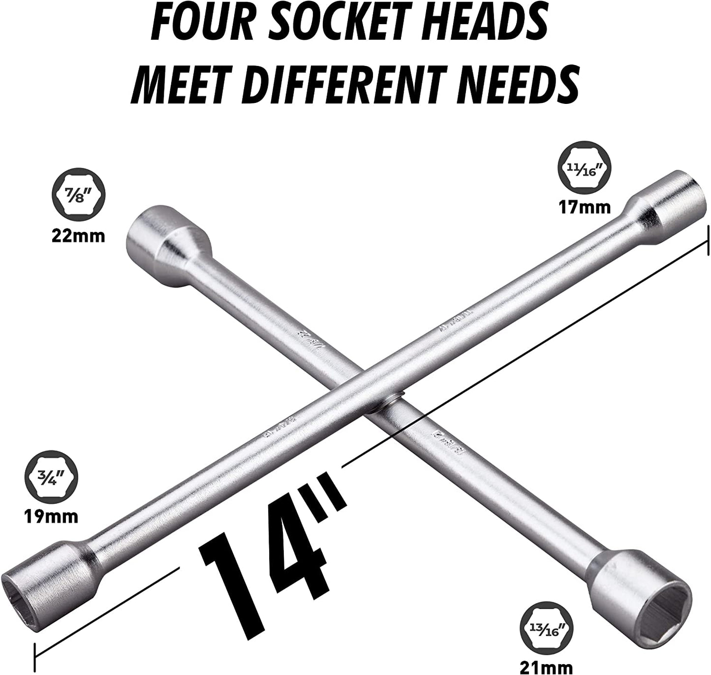 Heavy Duty 14 Inch Universal  Lug Wrench 4 Way Tire Iron Wrench