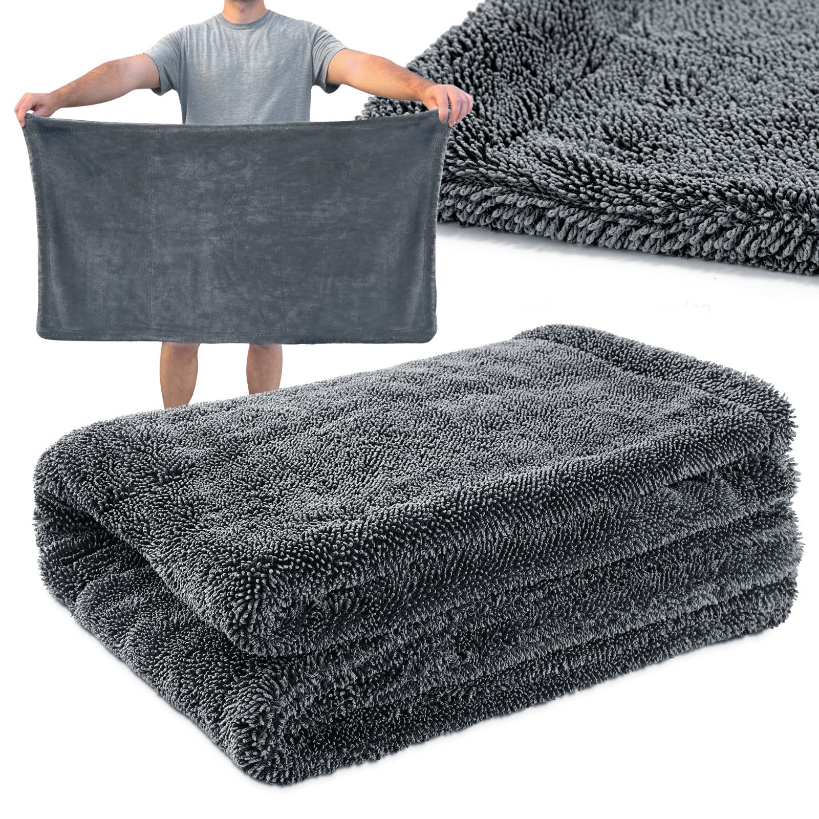 Car Wash Microfiber Drying Towel Water Drying Towel Dark Gray 1500GSM 24X36''