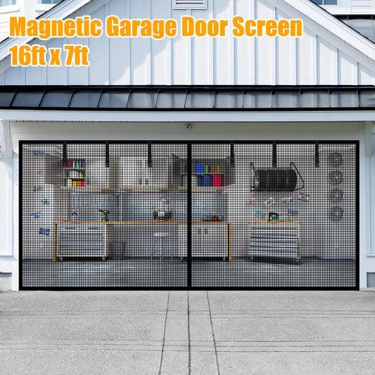 Magnetic Garage Door Screen for Car Fiberglass Mosquito Insects Mesh Net 16X7Ft 
