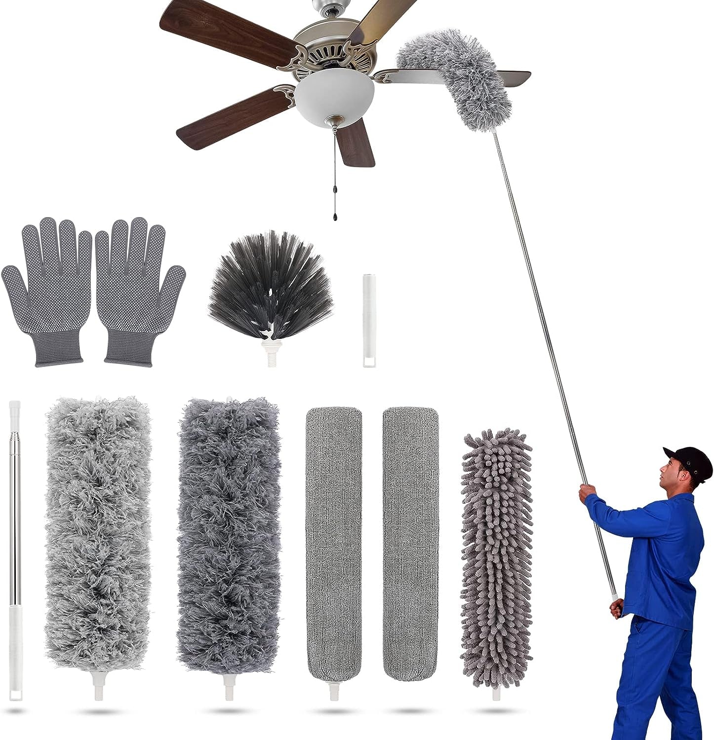 Ceiling Fan Cleaner Duster, Dust Removal Brush, Removable & Washable Microfiber Ceiling & Fan Duster, Summer Essentials, Halloween GiftS