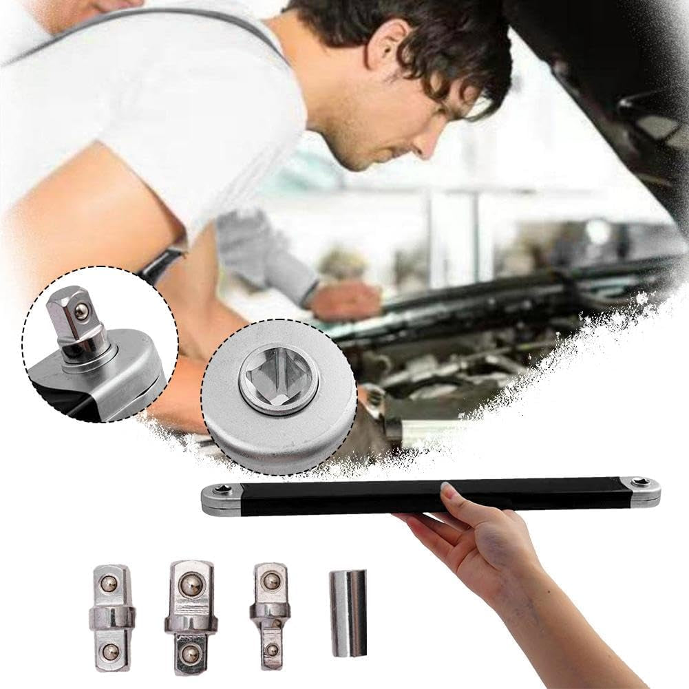 Professional Impact Offset Extension Wrench Set, Ratchet Torque Extender with Universal Adapters for Tight Spaces