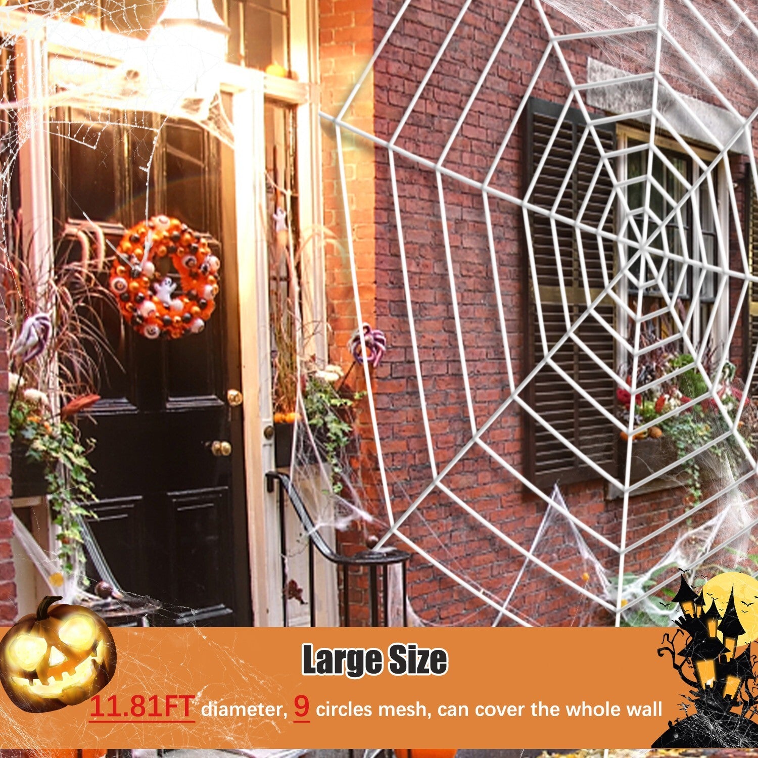 2 Pack 12Ft Large Spider Web Halloween Decorations for Garden Yard Outdoor Decor