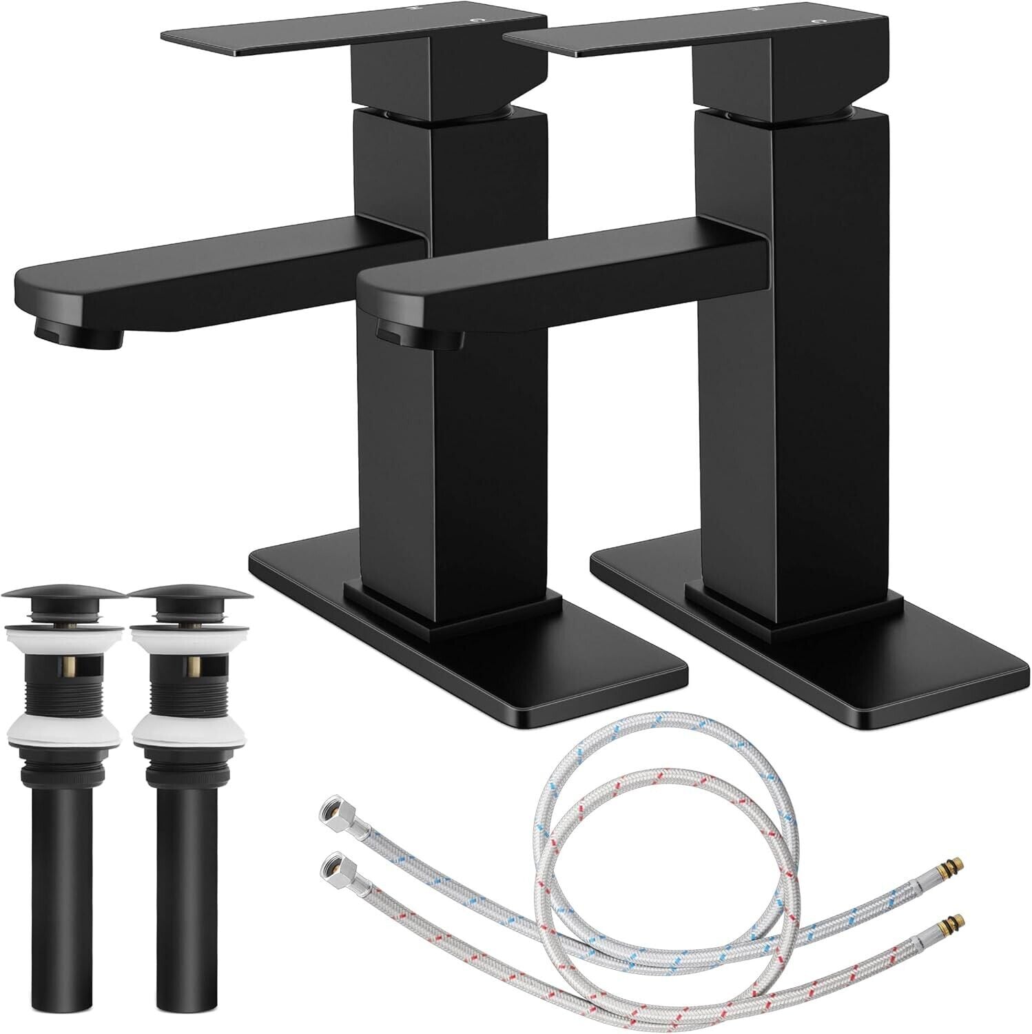 Bathroom Faucet with Drain & Hooks, Brushed Nickel Bathroom Faucets for Sink 1 O
