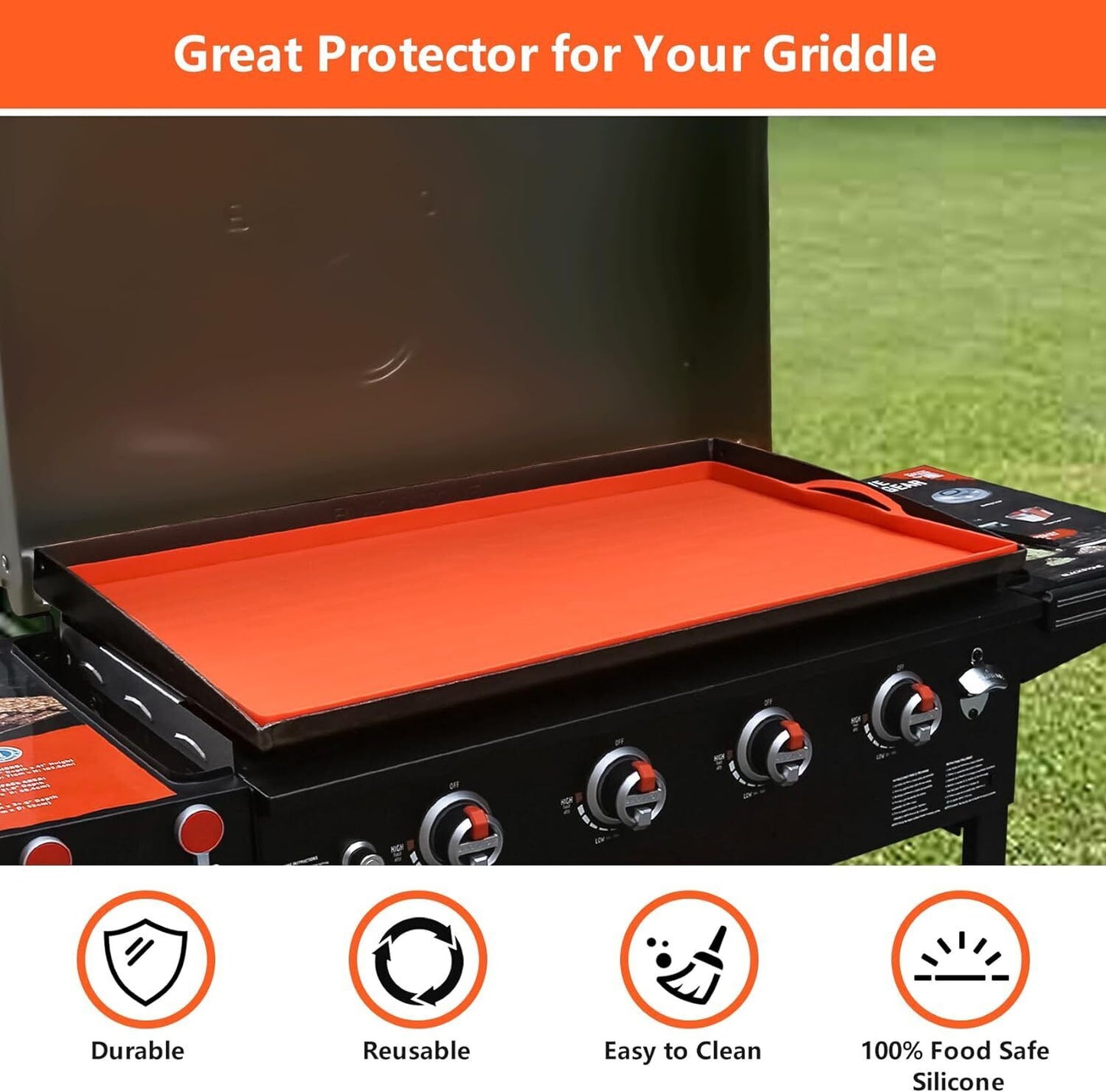 Silicone Griddle Mat Cover for 36'' Blackstone – Non-Stick, Heat-Resistant, Includes Free Drip Tray