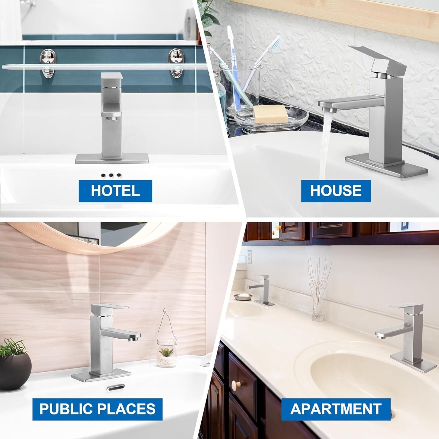 Bathroom Faucet with Drain & Hooks, Brushed Nickel Bathroom Faucets for Sink 1 O
