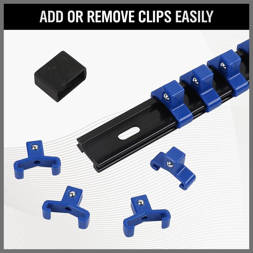 Heavy-Duty 9PCS ABS Socket Rail Holder – Wall Mount for 1/2", 3/8", 1/4" Drives
