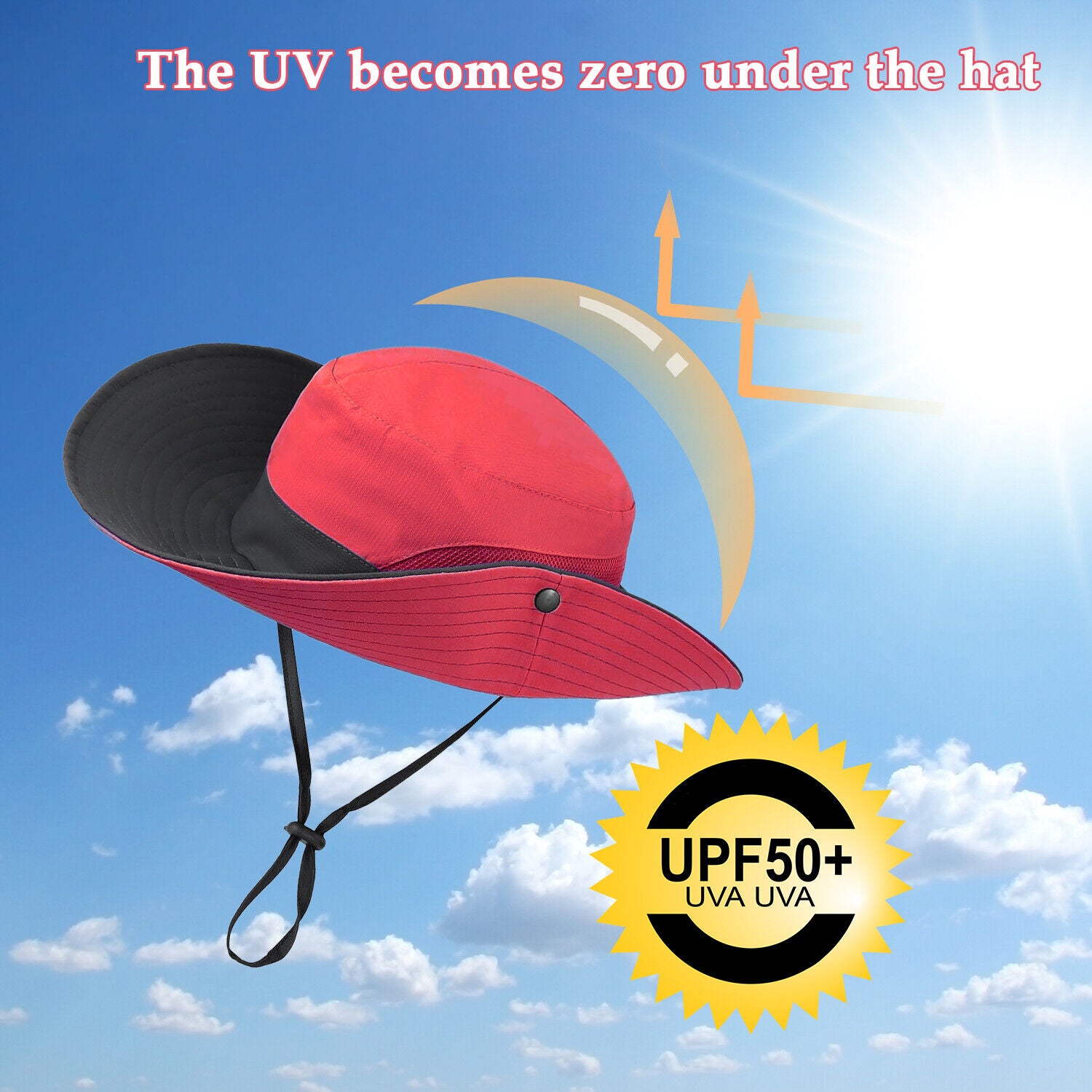 Summer Bucket Hat Boonie Women Ponytail Cap Wide Brim Sun UV Protection Travel