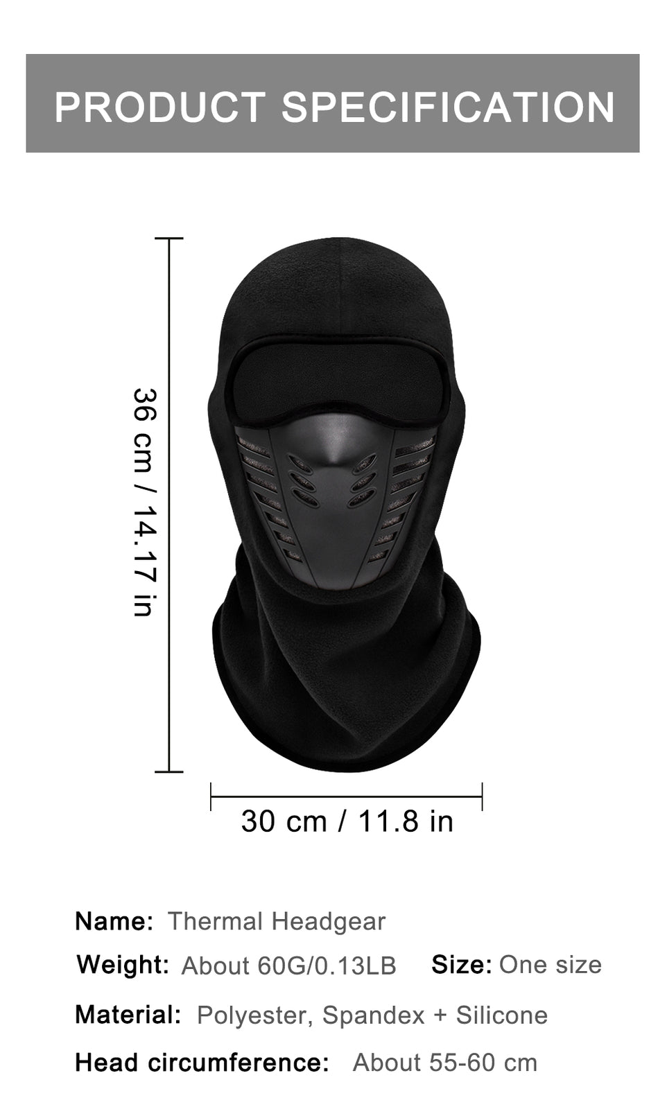 Winter Balaclava Ski Full Face Mask Windproof Fleece Neck Warm for Cold Weather