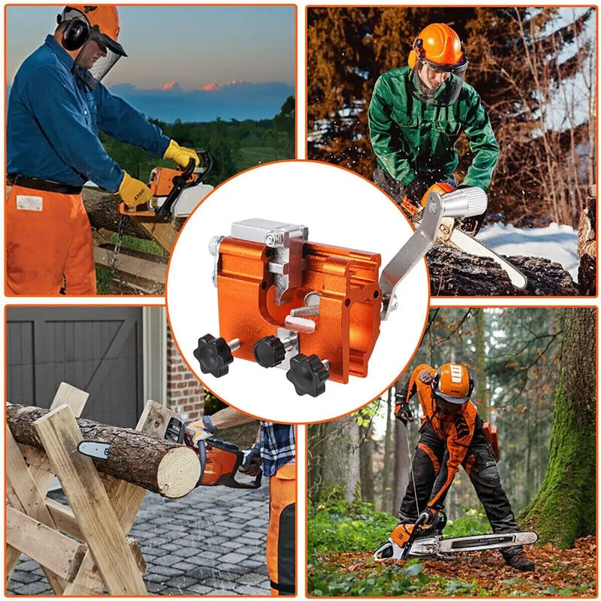 Heavy Duty Chainsaw Chain Sharpening Jig Portable Hand Crank Sharpener Tool Set