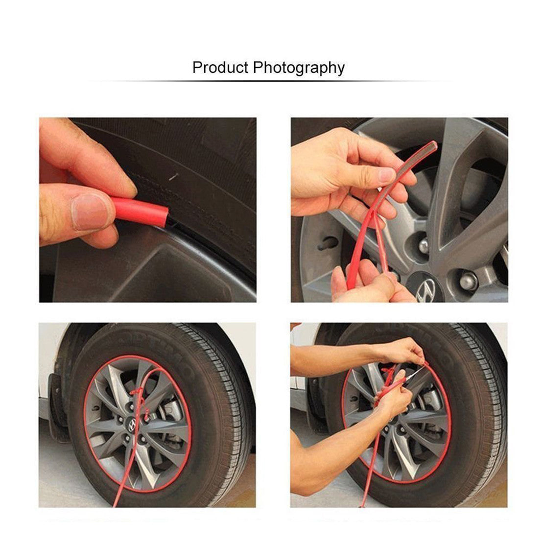 26FT Red Vehicle Car Wheel Hub Rim Trim Guard Protector Rubber Strip Universal