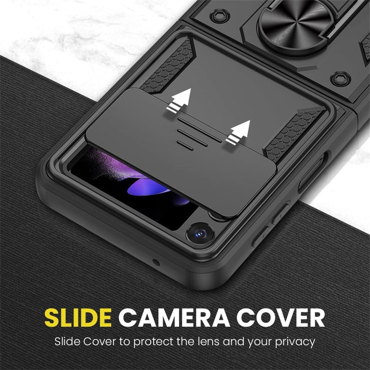 Shockproof Case For Samsung Galaxy Z Flip6 Flip5 4 Case Shockproof Stand Slide Camera Ring Cover