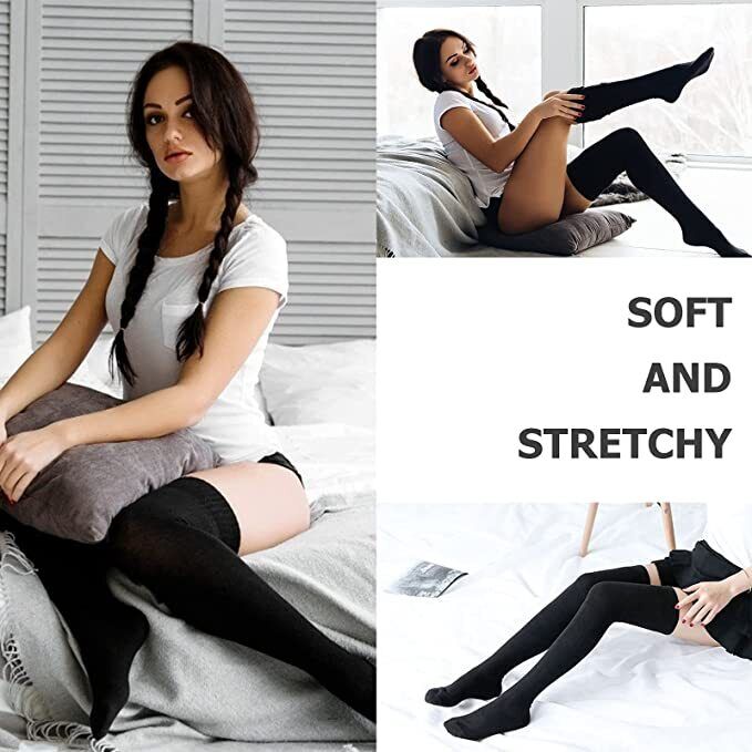 Girls Ladies Women Thigh High over the Knee Socks Extra Long Cotton Stockings 