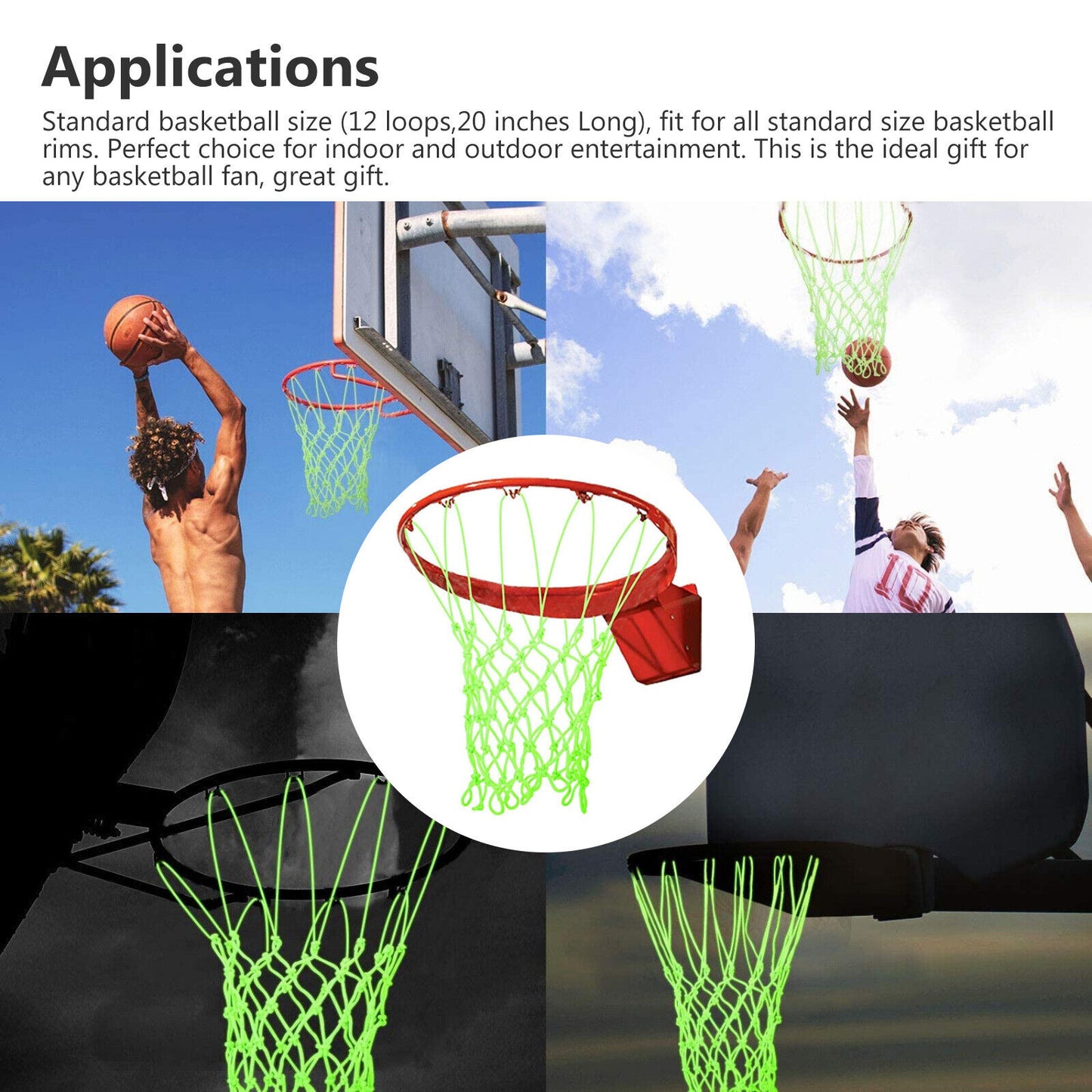 Glowing Basketball Net Outdoor Training Luminous Mesh Nylon Basketball Hoop Net