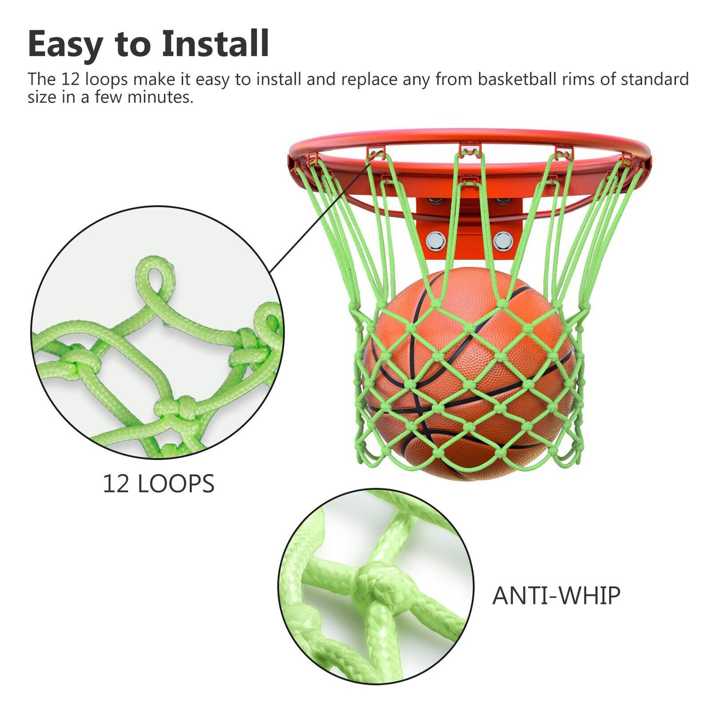 Glowing Basketball Net Outdoor Training Luminous Mesh Nylon Basketball Hoop Net