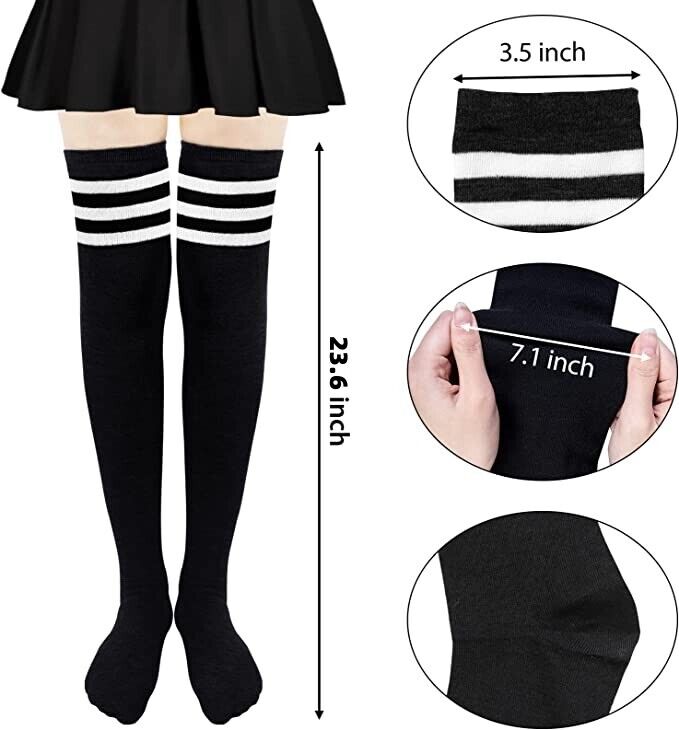 Girls Ladies Women Thigh High over the Knee Socks Extra Long Cotton Stockings 