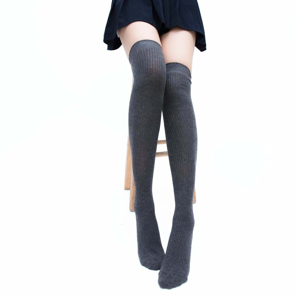 Girls Ladies Women Thigh High over the Knee Socks Extra Long Cotton Stockings 