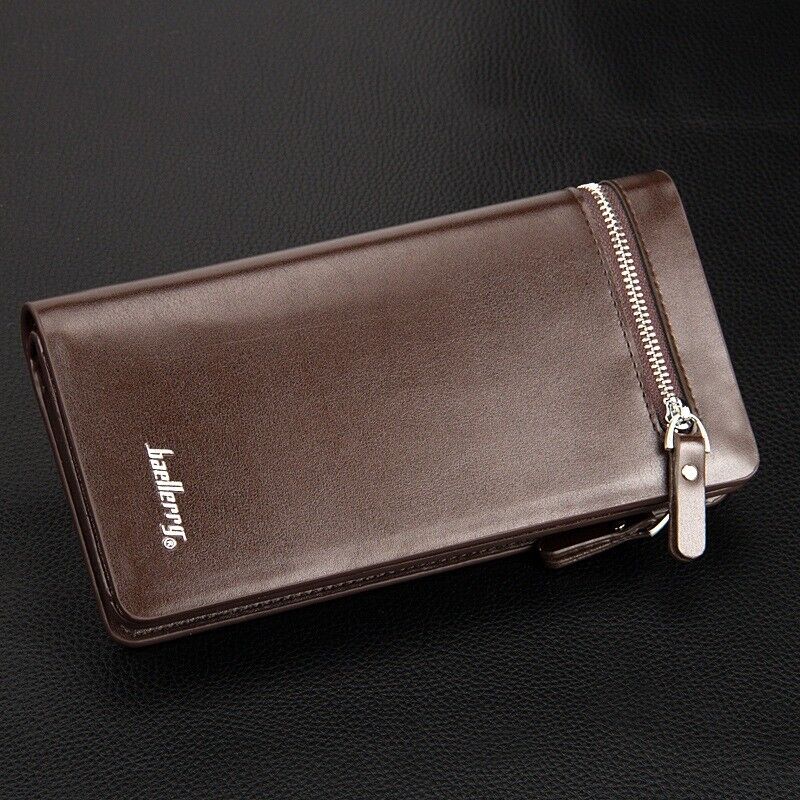 Bifold Leather Walet Zip Coin Long Wallet Multi Card Holder Purse Clutch Handbag for Men