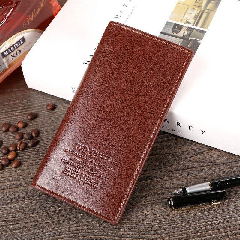 Men's Leather Long Wallet Bifold ID Card Holder Checkbook Clutch Purse Handbag